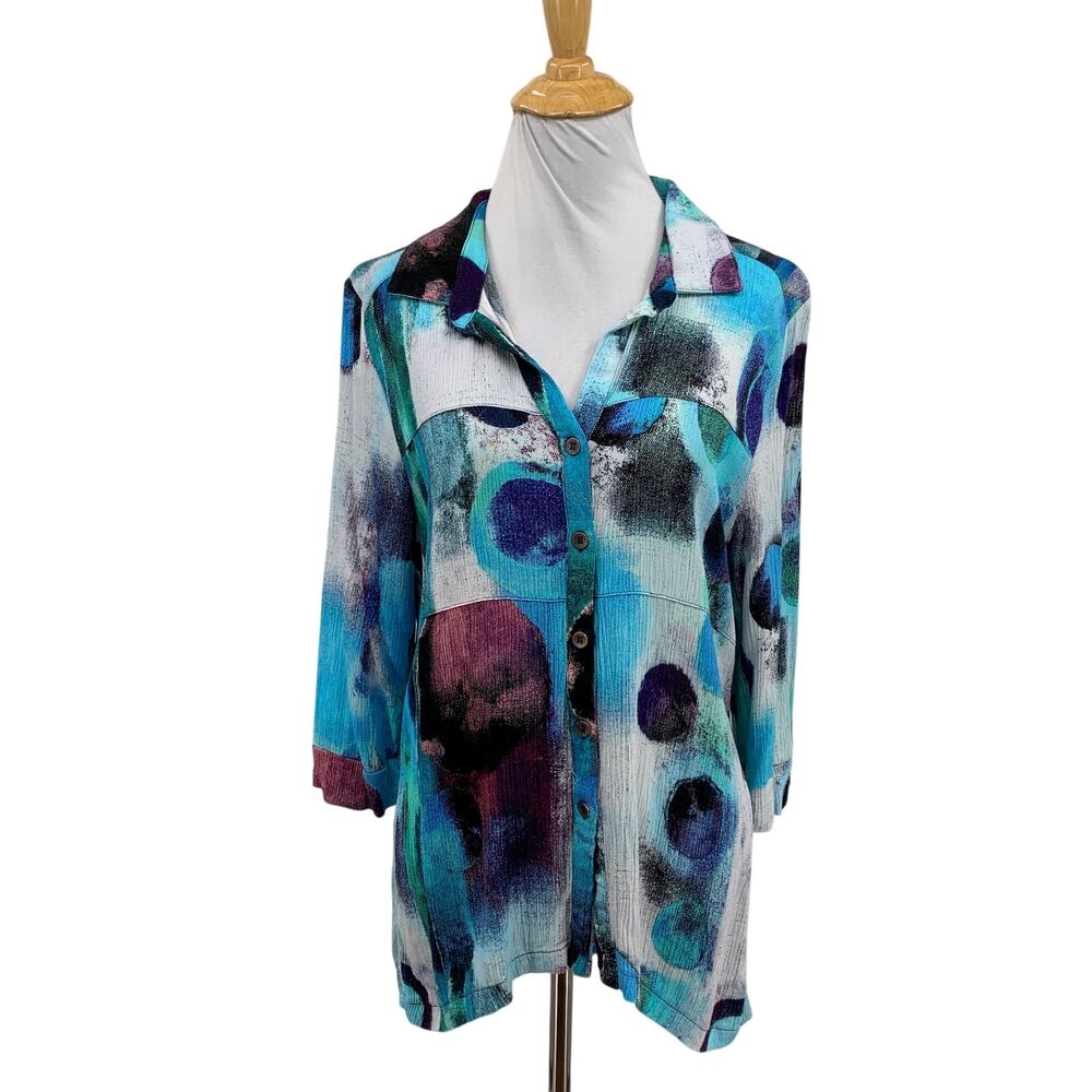 Dolcezza Simply Art Jacket Womens M Medium Abstract Circle Print Bracelet Sleeve